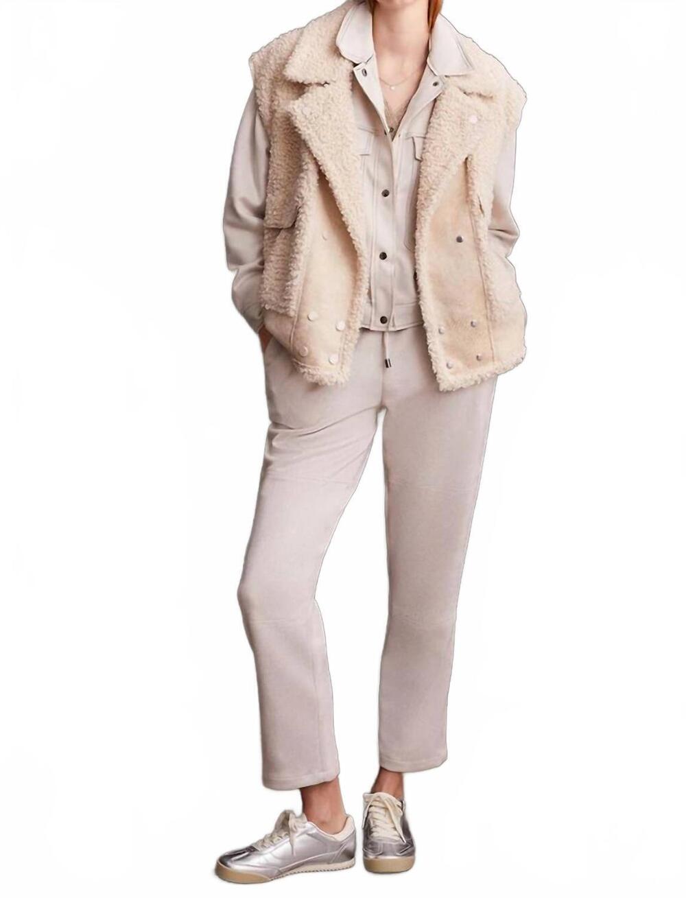 NEW TRIBAL sleeveless sherpa vest in latte
